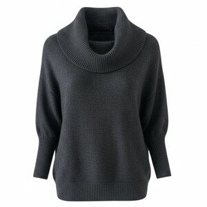 Express Charcoal Grey Cowl Neck 3/4 Sleeve Angora Blend Sweater Size Small